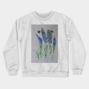 Bees on Delphiniums Crewneck Sweatshirt